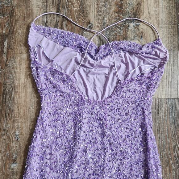 Retrofete Mich Sequin Dress Purple Size XS Sleeveless Cowl Neck - Picture 7 of 12